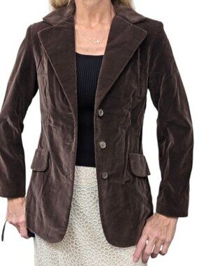 Vintage Koret of California Brown Velvet Blazer Jacket 80s 90s Size 8